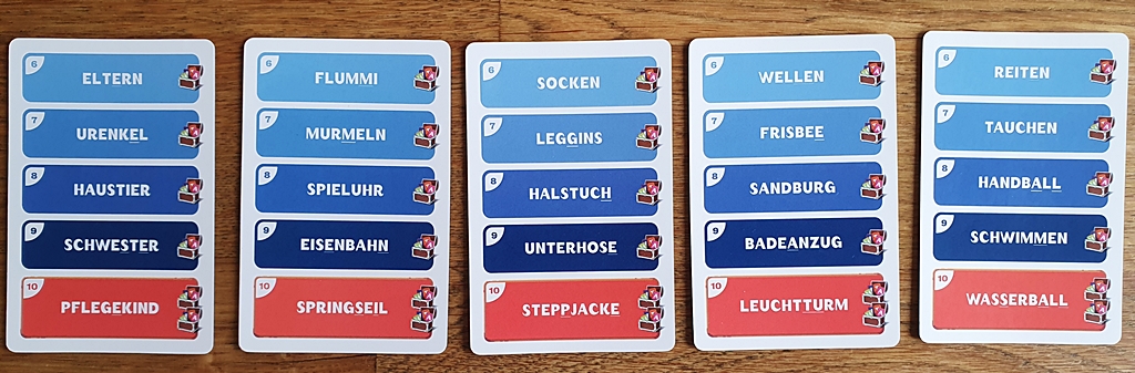 Fünf Kartenbeispiele für die Junior-Karten