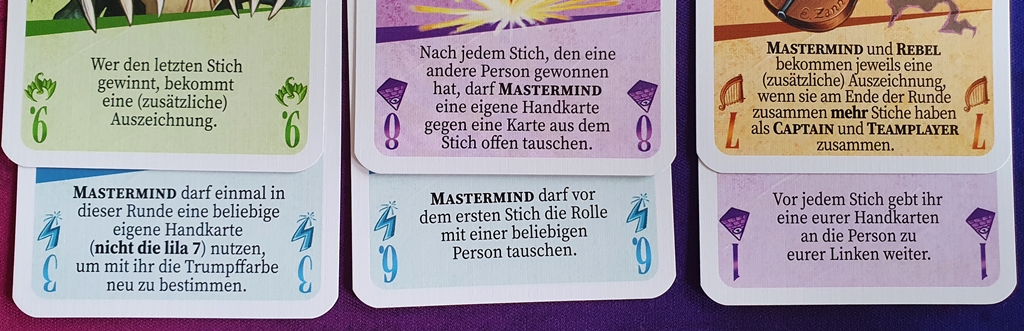 Beispiele für Rundenregeln auf den einzelnen Spielkarten