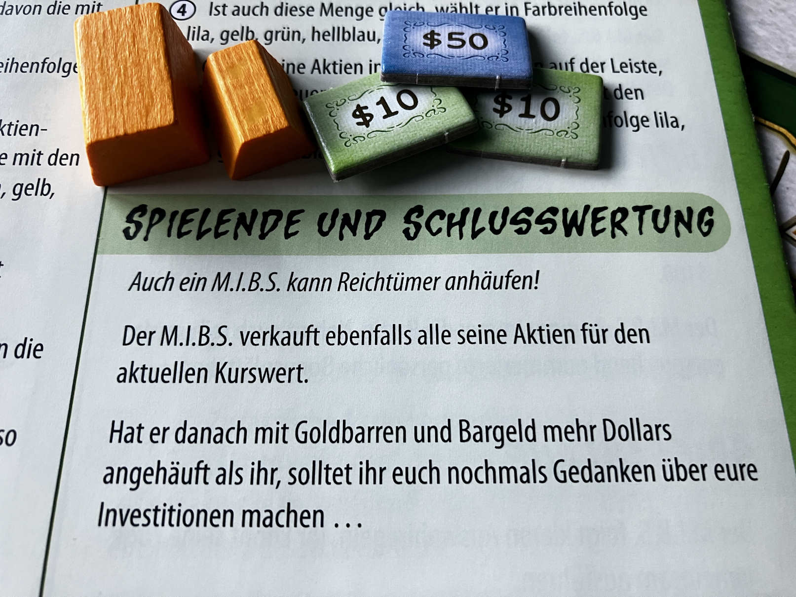 Detail der Spielanleitung - hier wird der MIBS ins Rennen geschickt
