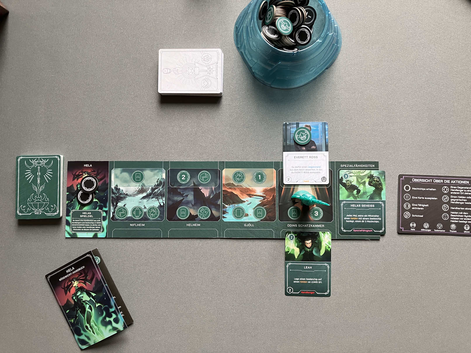 Nachgestellt der Spielaufbau für Hela