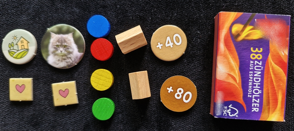 Größenvergleich des Materials mit einer Streichholzschachtel