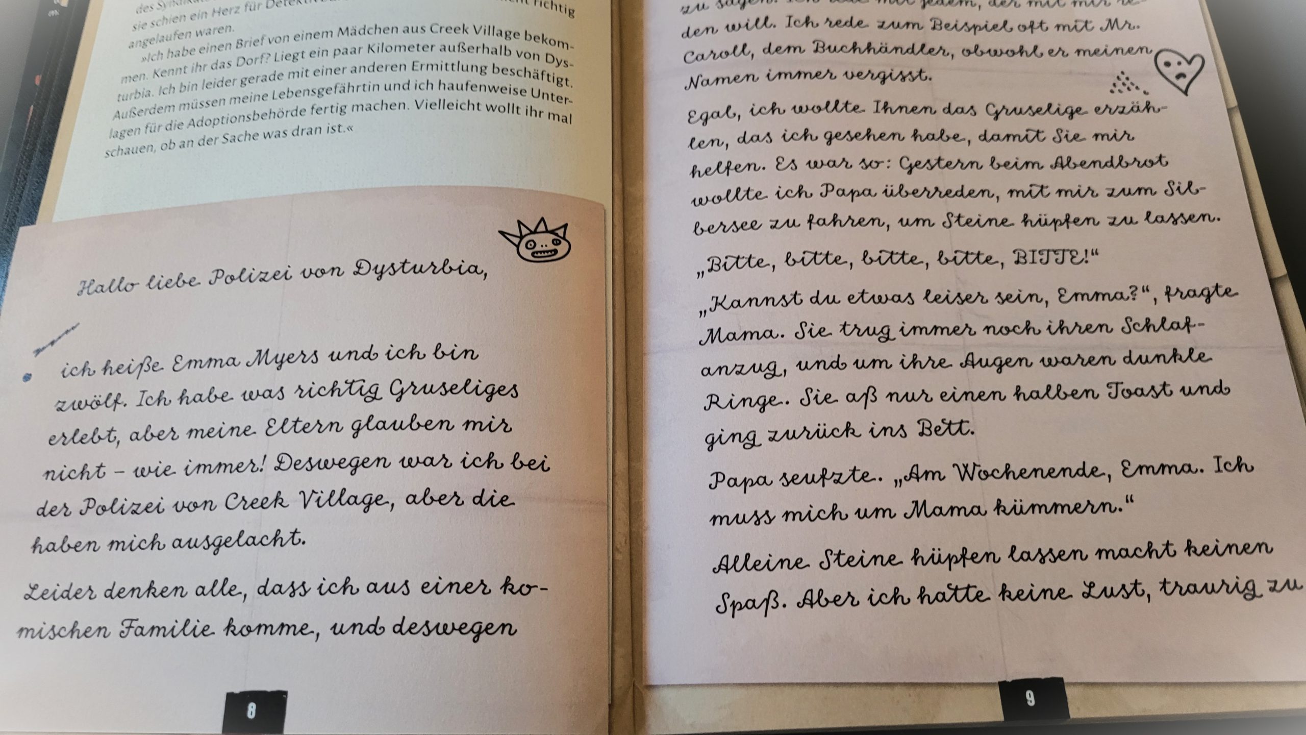 Ein mehrseitiger Brief in leicht kindlicher Schrift