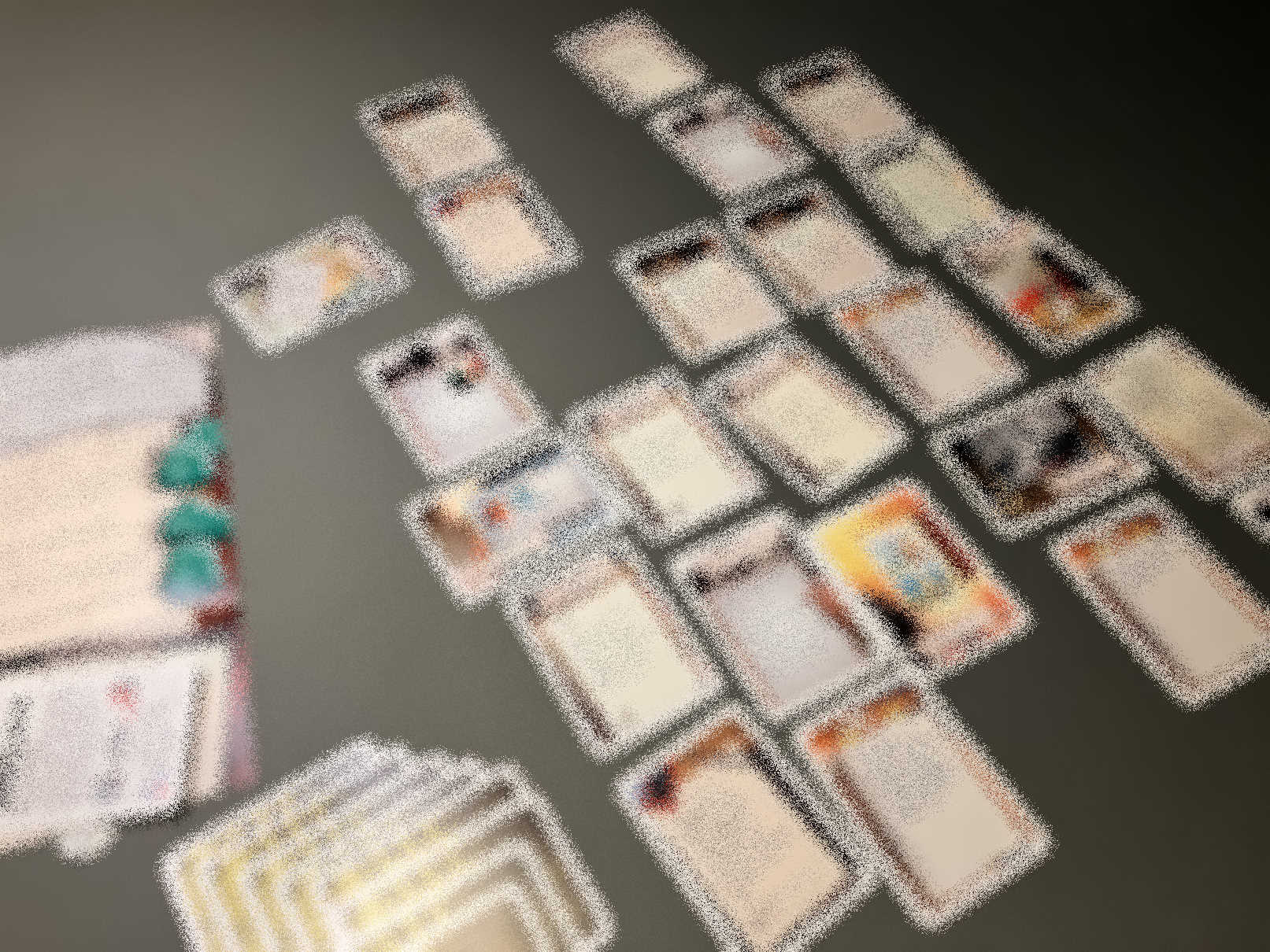 Kartenauslage zum Ende der Partie. Das Foto wurde verpixelt, damit nichts Genaues erkennbar ist.