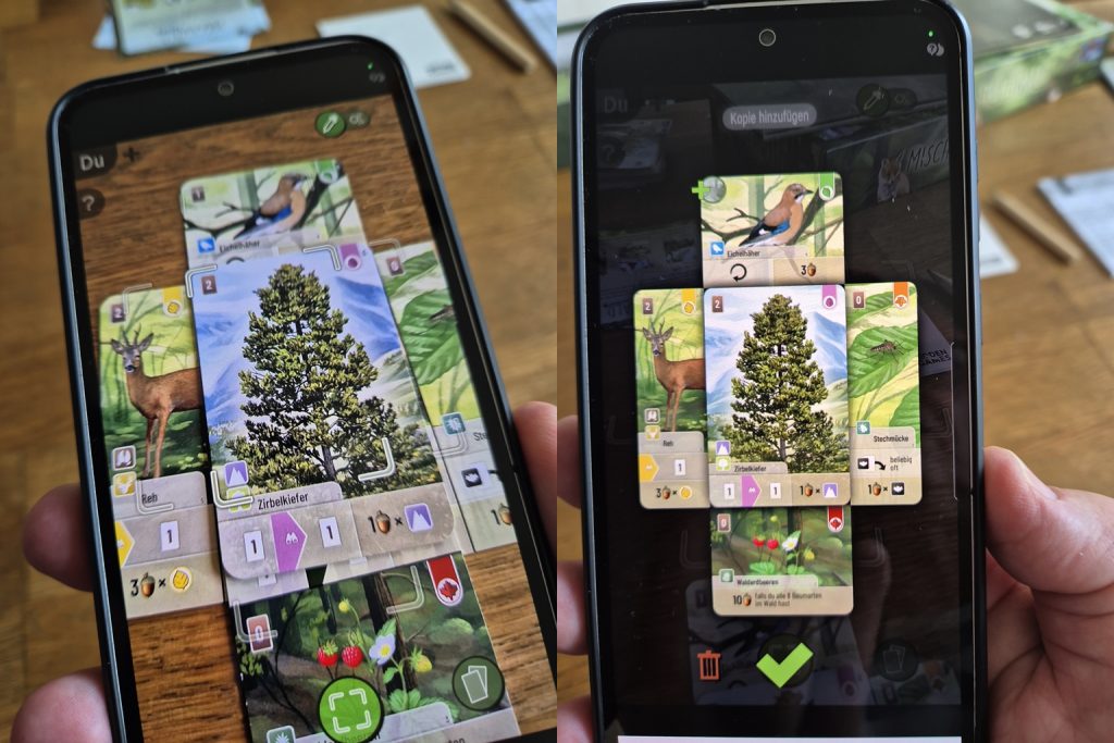 In zwei Fotos wird die Funktion der App gezeigt