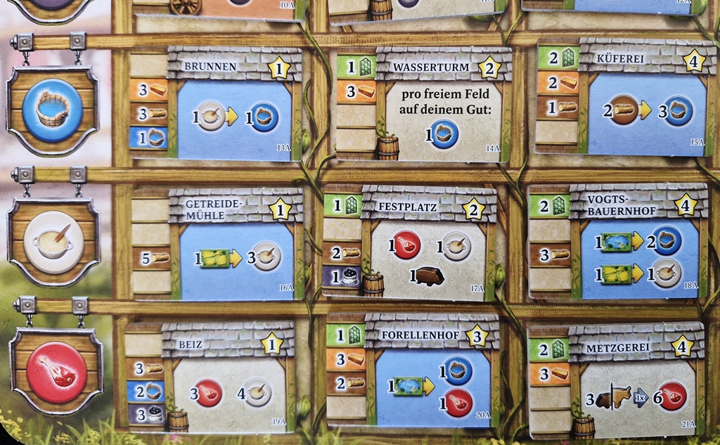 Detailaufnahme von neun Gebäuden aus der Auswahl.