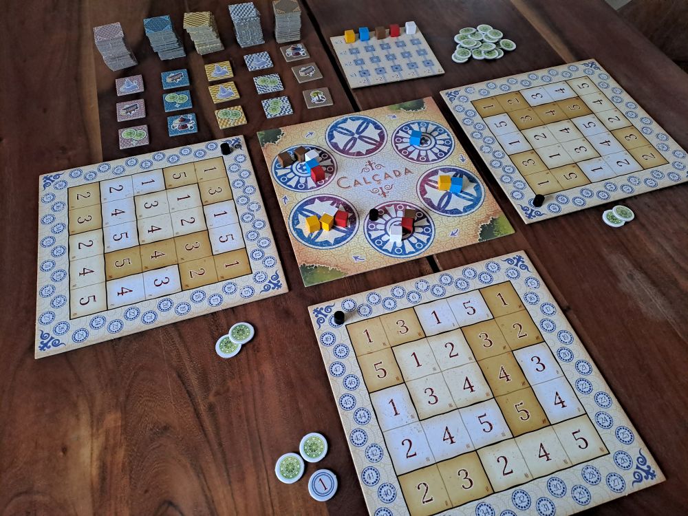 Spielaufbau für 3 Personen.