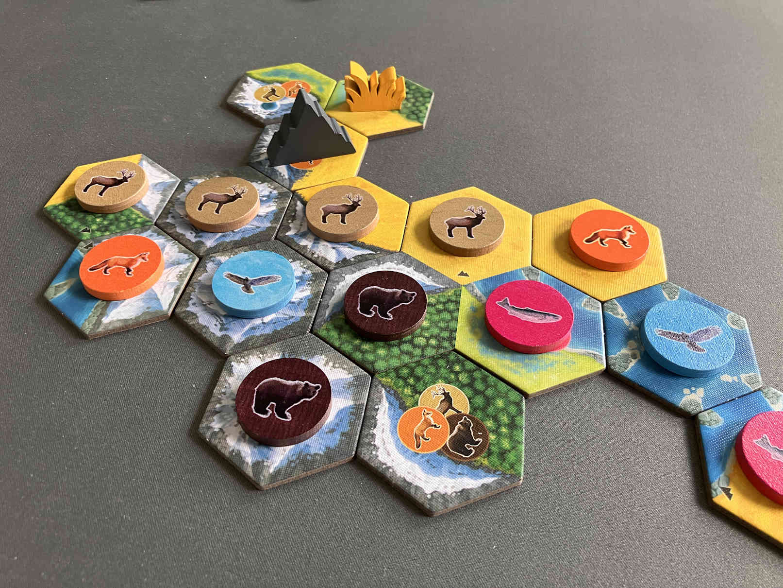 Spielszene aus Cascadia mit Landmarks Erweiterung