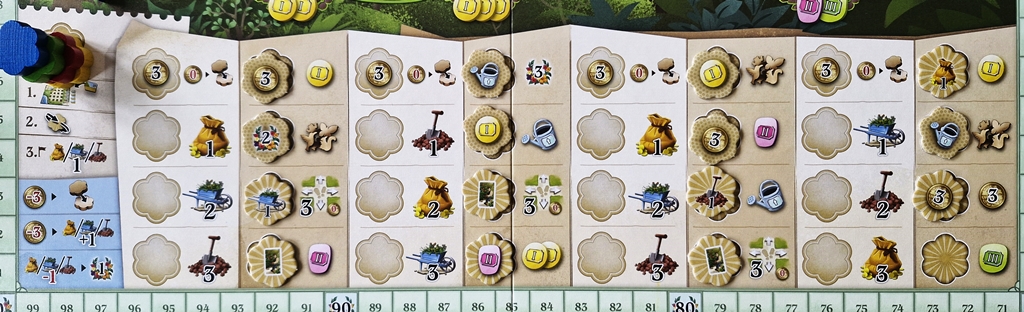 Die Aktionsfelder, ein Ausschnitt vom Spielplan