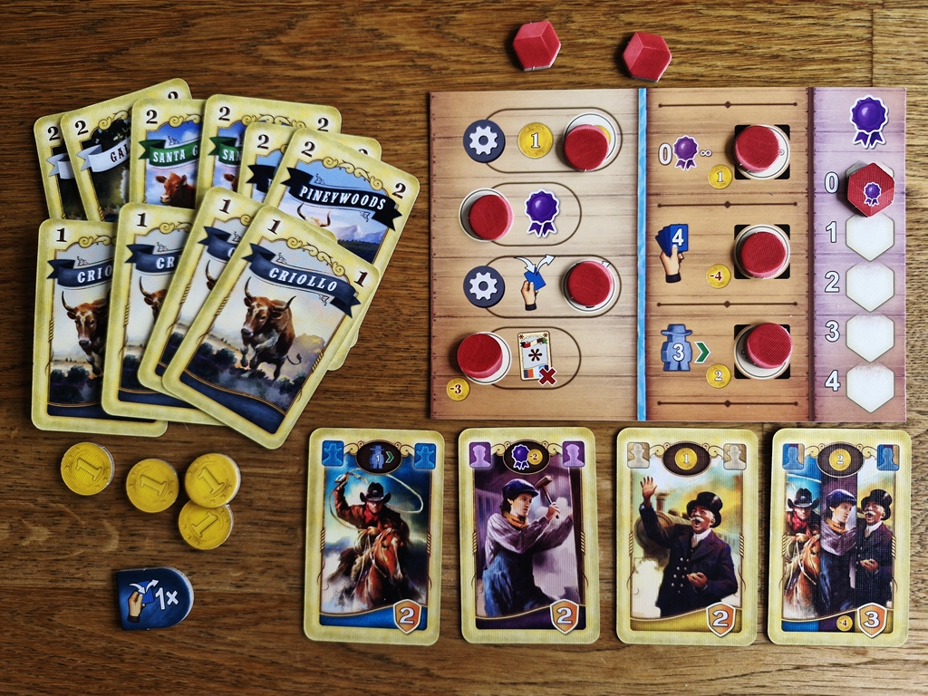 Ein Spielertableau und die Startausrüstung