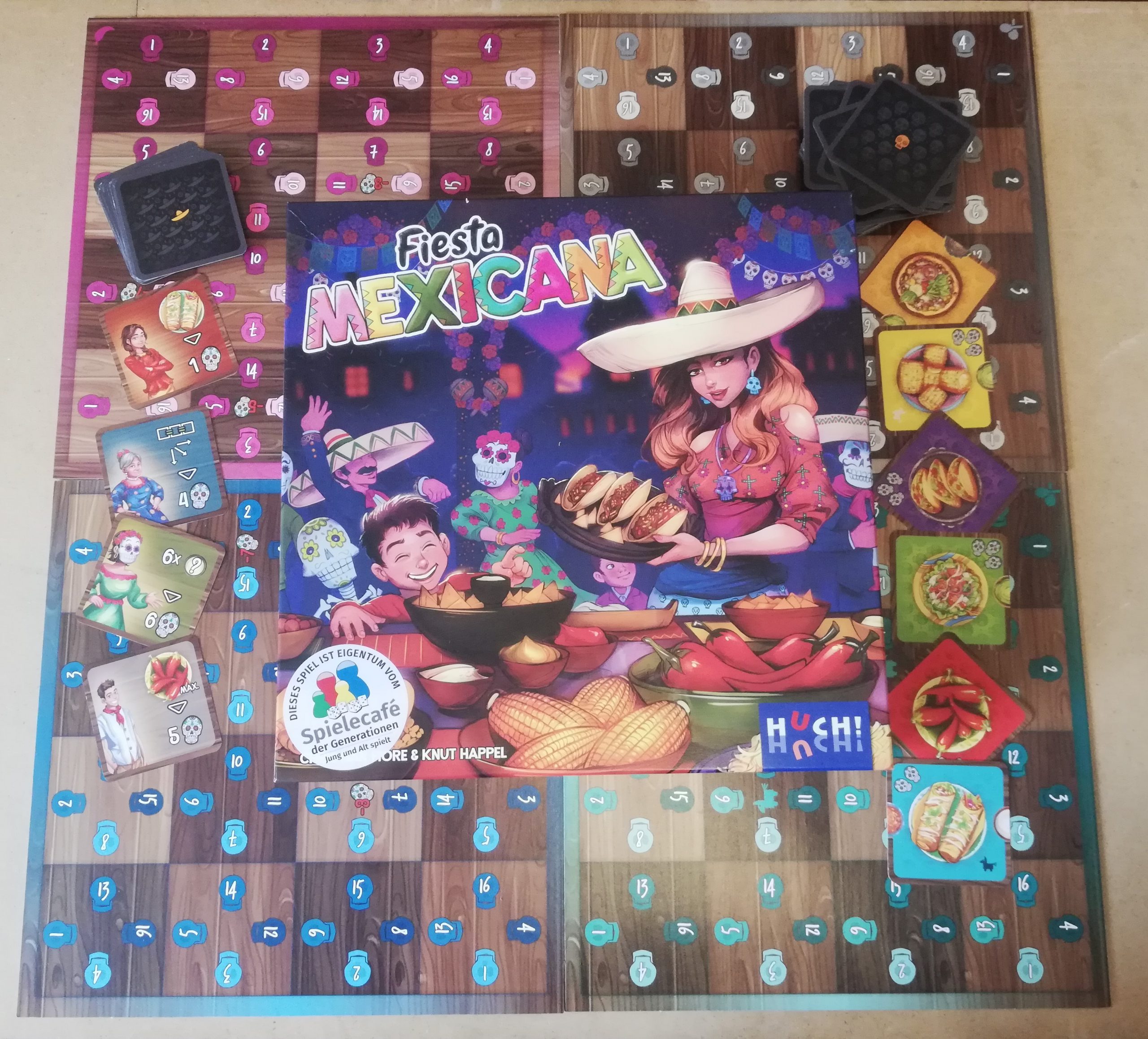 Fiesta Mexicana: Cover und Spielmaterial