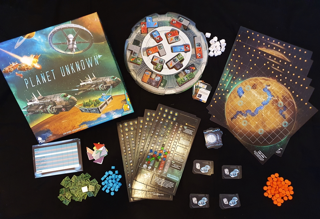 Spielkarton und Inhalt