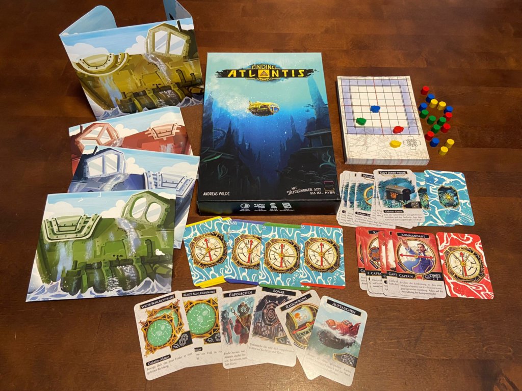 Material und Schachtel vom Spiel Atlantis