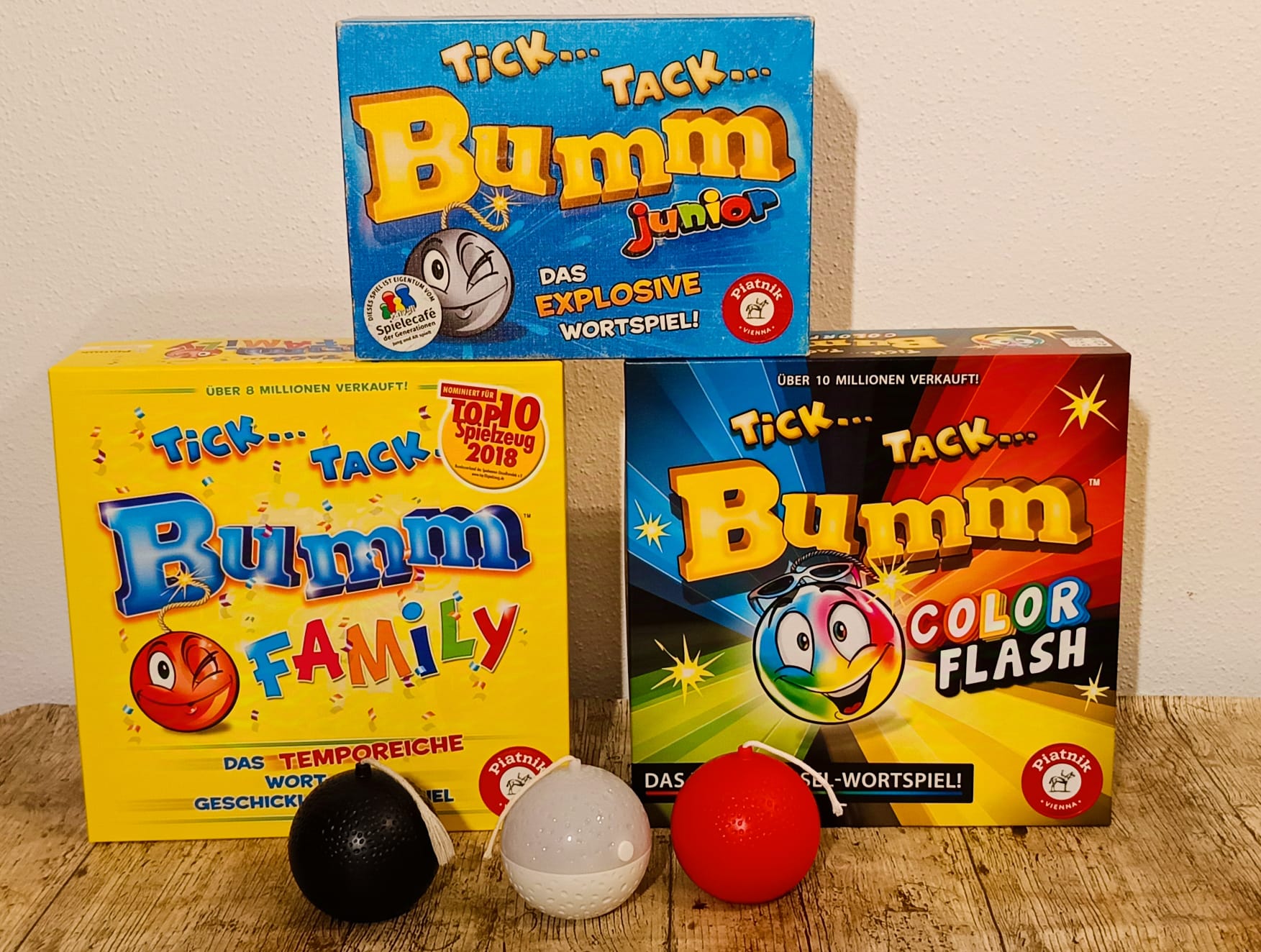 3 Spieleschachteln aus der Tick Tack Bumm Reihe.